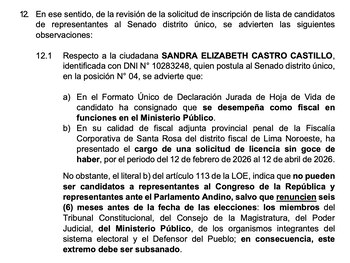 JEE observa candidatura de Sandra Castro