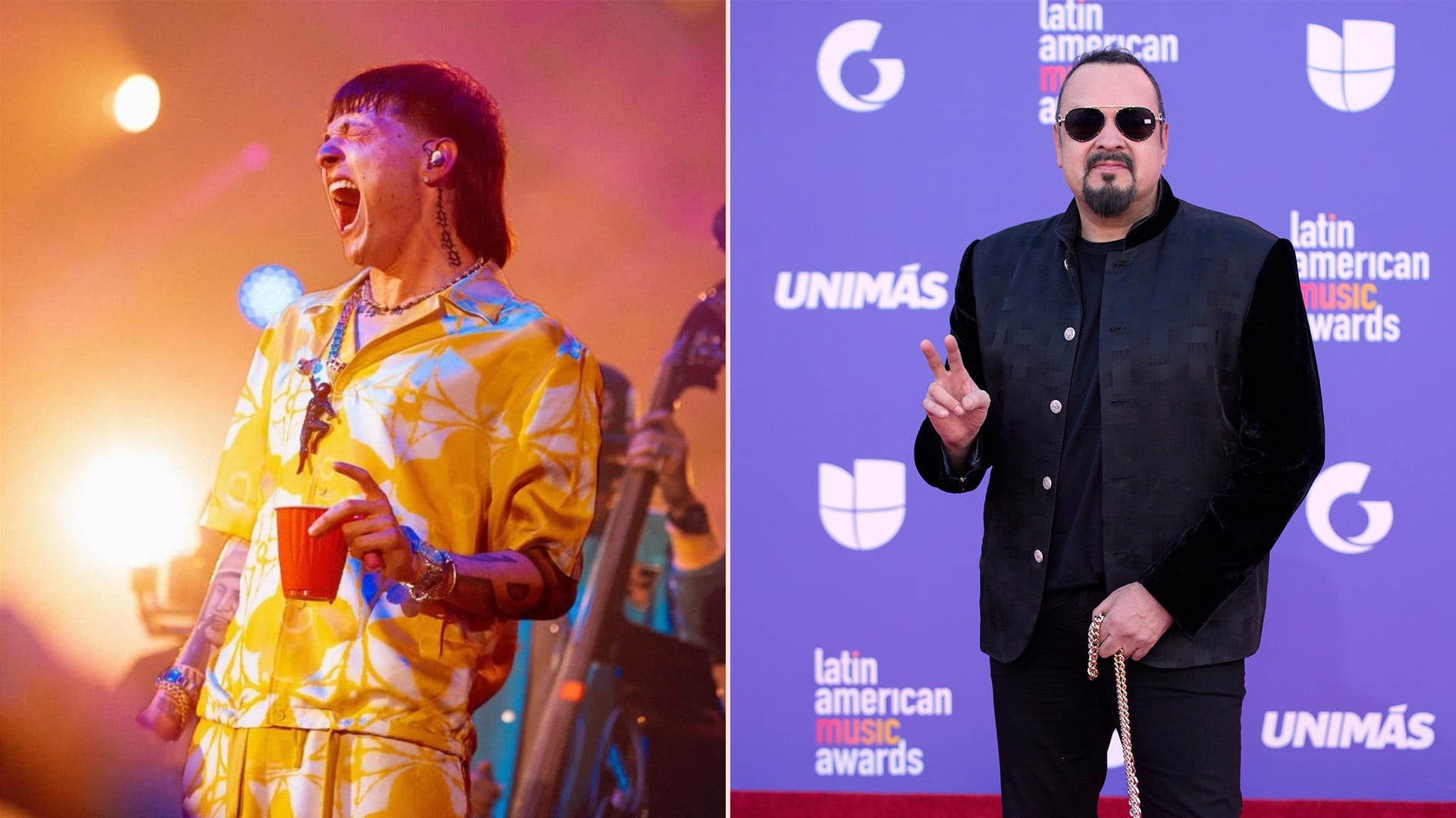 Pepe Aguilar y Peso Pluma , juntos en el escenario. Foto:IG Peso PlumaAP