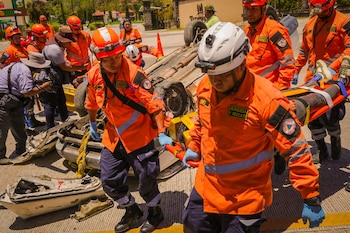 Autoridades realizaron Simulacro en carretera Puerto de La Libertad. (Foto: Protección Civil)