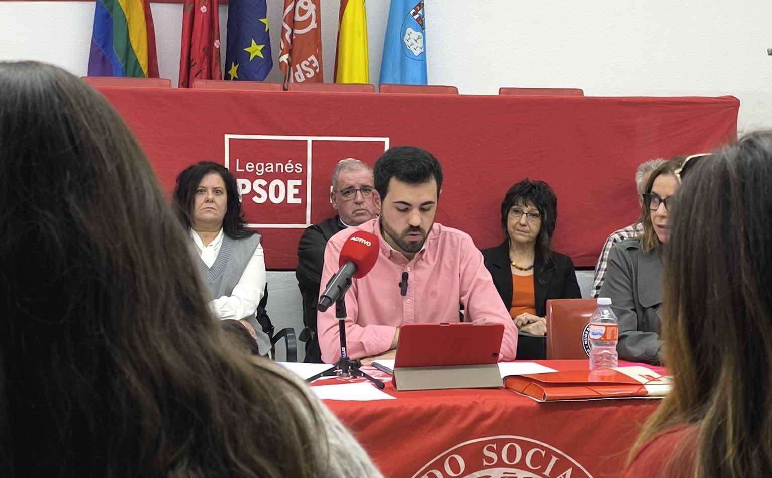 Miguel Recuenco, secretario general de los socialistas de Leganés, en la rueda de prensa que dio hace unos días