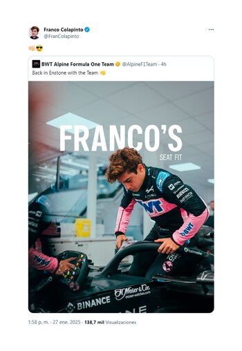 Colapinto se sube al monoposto