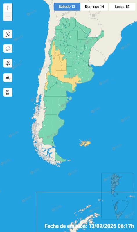 Las provincias en alerta meteorológica (SMN)