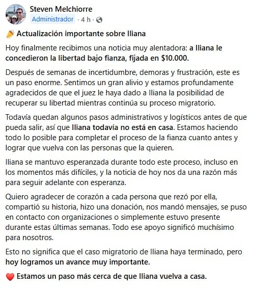 Steven Melchiorre confirmó que la niñera argentina aún debe completar pasos administrativos antes de salir del centro de detención