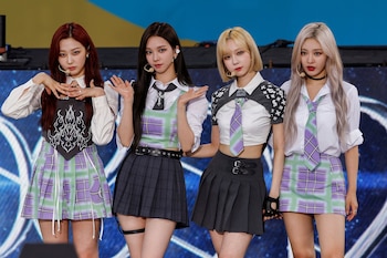 El grupo femenino surcoreano AESPA durante una presentación en el Central Park como parte del festival del programa Good Morning America en Nueva York el 8 de julio de 2022. (REUTERS/Eduardo Munoz)