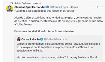 Claudia López criticó al alcalde Galán por la falta de control y clausura de centros estéticos ilegales en la capital - crédito Claudia López/X