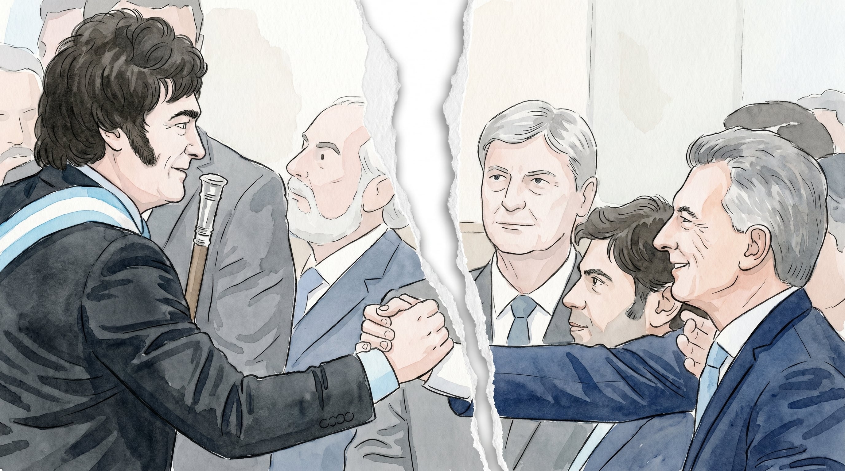 Javier Milei y Mauricio Macri se dan la mano el día de la asunción del libertario, (Imagen Ilustrativa Infobae)