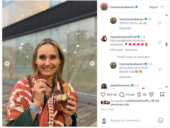 Publicación de Inés María Zabaraín por su cumpleaños estuvo llena de mensajes de cariño, incluido el de Jorge Alfredo Vargas - crédito @inesmariazabarain/IG