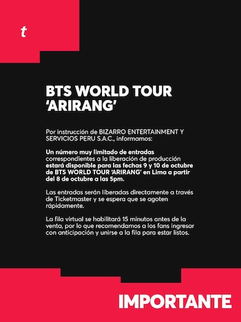 La fila virtual para la venta de entradas estará habilitada 15 minutos antes de las 17.00.