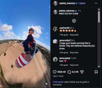 Sydney Sweeney se grabó sobre una avioneta. (Instagram)
