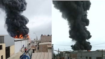 Incendio de gran magnitud afecta almacén en Villa El Salvador y obliga a evacuar viviendas y colegios