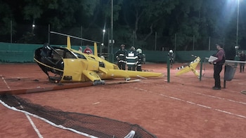 Cayó un helicóptero sobre las