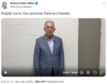 Álvaro Uribe Vélez arremetió contra Iván Cepeda y Gustavo Petro en video - crédito @AlvaroUribeVel/X