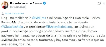 Roberto Velasco destaca vínculos históricos entre México y Guatemala.