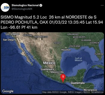 Se reportó sismo de 5.2