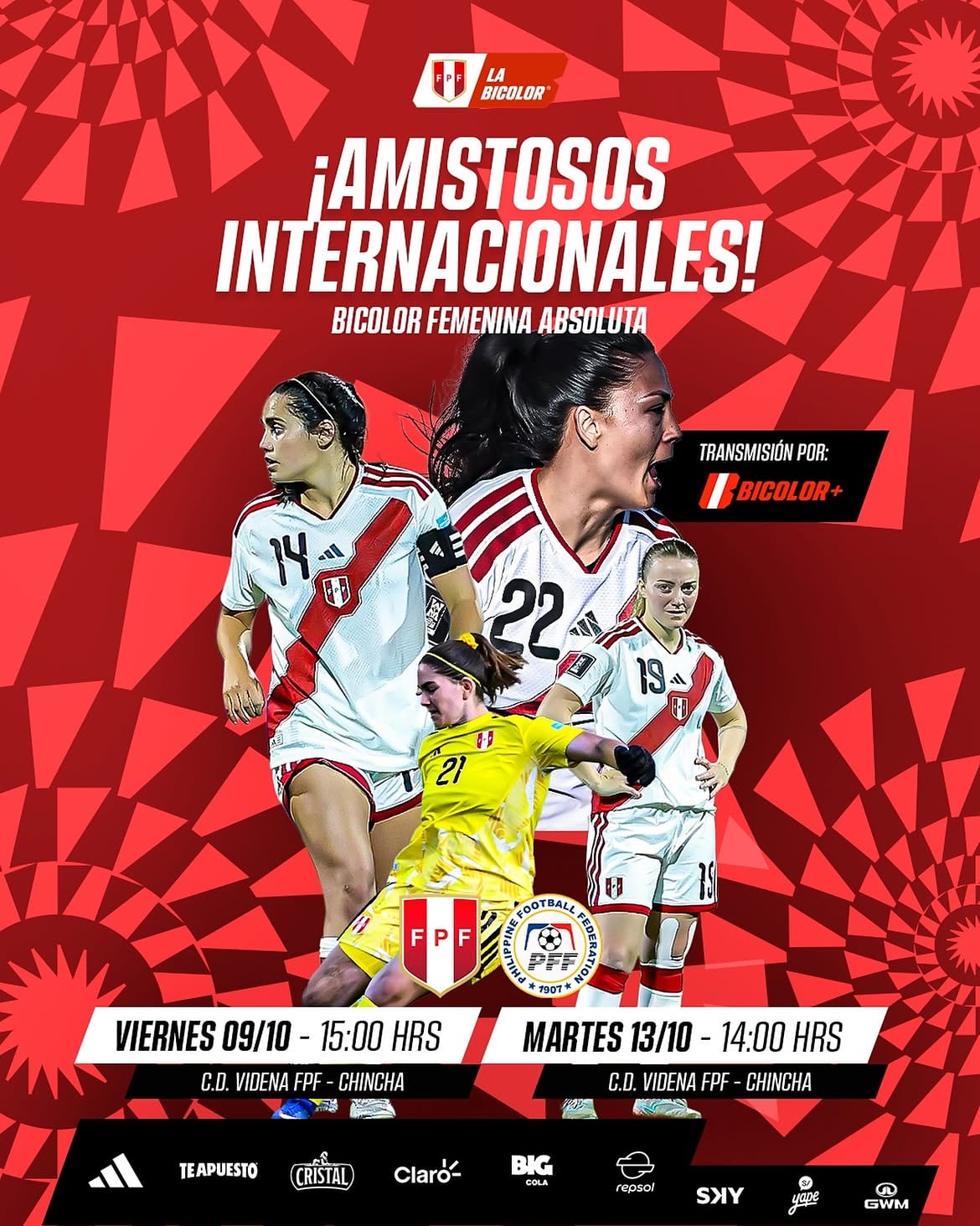 Selección peruana femenina disputará amistosos ante Filipinas. Crédito: La Bicolor.