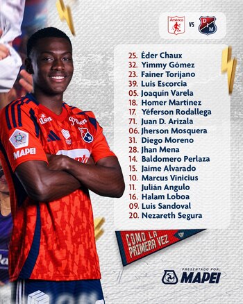 Estos son los futbolistas que tendrá Alejandro Restrepo para su visita en Cali - crédito @DIM_Oficial / X