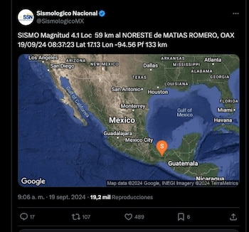 Tiembla este 19 de septiembre