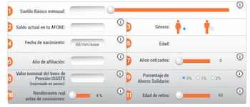 Tabla de datos de la calculadora de Pensionissste