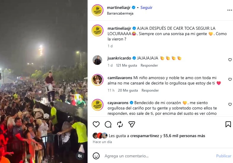 El propio Martín Elías Jr. difundió el video del suceso en sus redes sociales, tomándose la situación con humor - crédito @martineliasjr/Instagram