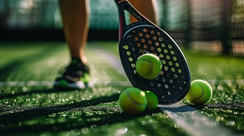 Una mujer jugando al pádel
