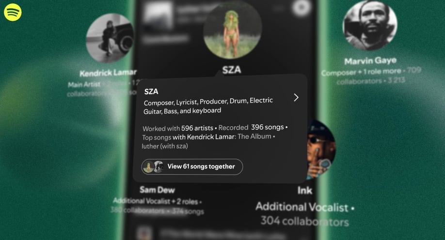 Spotify prueba su nueva función SongDNA.