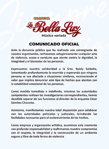 La Bella Luz lanza comunicado tras grave denuncia.