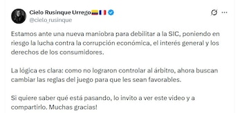 Según la superintendenta, ciertos grupos económicos intentan cambiar las reglas porque no pueden controlar a la autoridad - crédito @cielo_rusinque/X