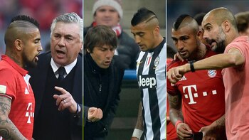 Arturo Vidal fue dirigido por Carlo Ancelotti en Bayern Munich, Antonio Conte en Juventus e Inter de Milán, y Pep Guardiola en Bayern Munich.