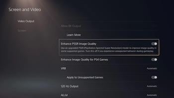 La opción de activar PSSR