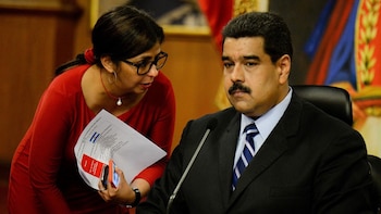 Delcy Rodríguez y Nicolás Maduro