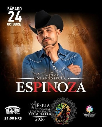 Espinoza Paz se presenta el sábado 24 de octubre en el Megadomo del Recinto Ferial de Yecapixtla. (Facebook/ Feria Internacional de la Cecina de Yecapixtla)