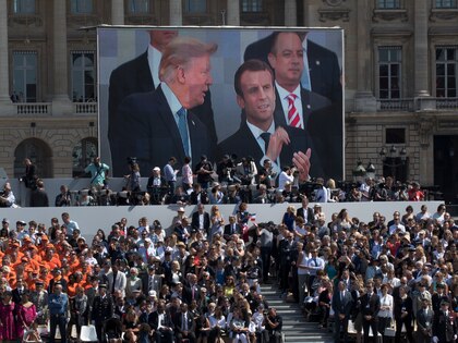 United States Military Parade for Trump's Birthday Trump and the French president