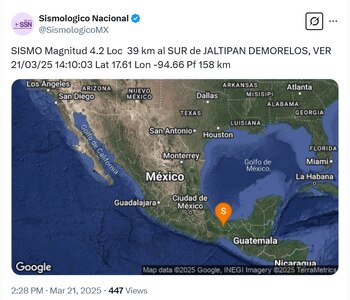 Foto: X: @SismologicoMX