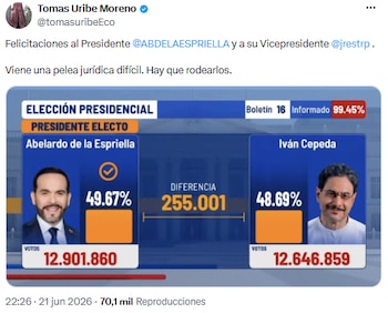 Tomás Uribe llamó a respaldar a Abelardo de la Espriella - crédito @tomasuribeEco/X