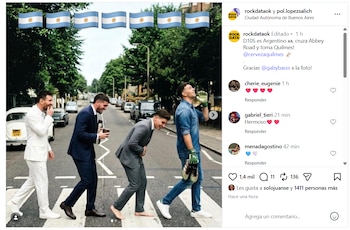 Lionel Messi, Rodrigo de Paul, Julián Álvarez y Emiliano Martínez fueron retratados en un meme que recreó Abbey Road tras la victoria argentina