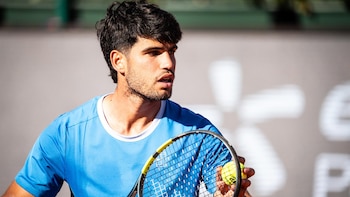 Carlos Alcaraz se entrena en la Arthur Ashe junto a Dani Mérida