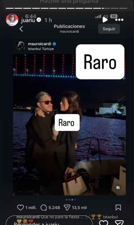 Entre los posteos ha un video navegando por el Bósforo y besándose bajo la luz de la luna (Instagram)