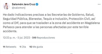 Salomón Jara instruyó atender a