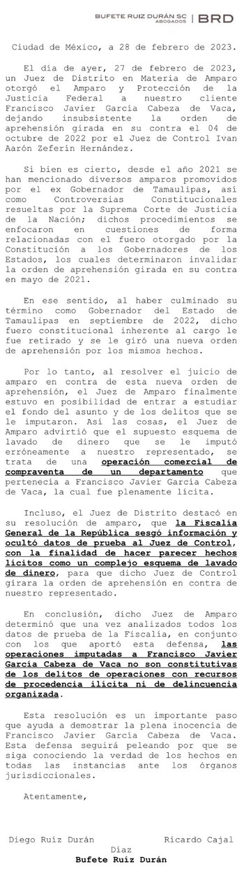 Los abogados de García Cabeza