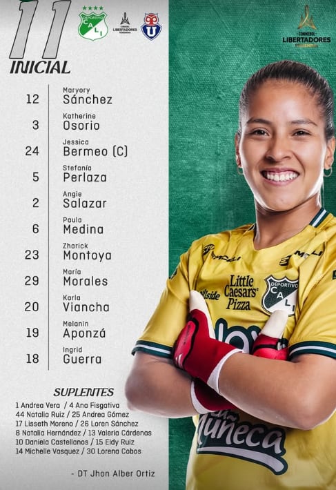 Once titular del Deportivo Cali para enfrentar a Universidad de Chile - crédito Deportivo Cali