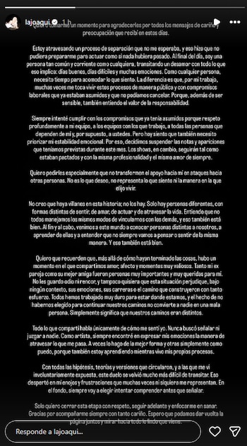 El comunicado de la artista luego de su paso por el ciclo de Andy Kusnetzoff