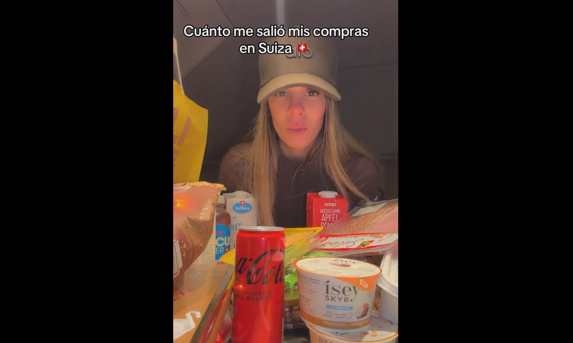 El alto costo de vida obligó a Alejandra Baigorria a adaptar su estadía en Suiza, planificando comidas simples para varios días y ajustando expectativas. (TikTok)