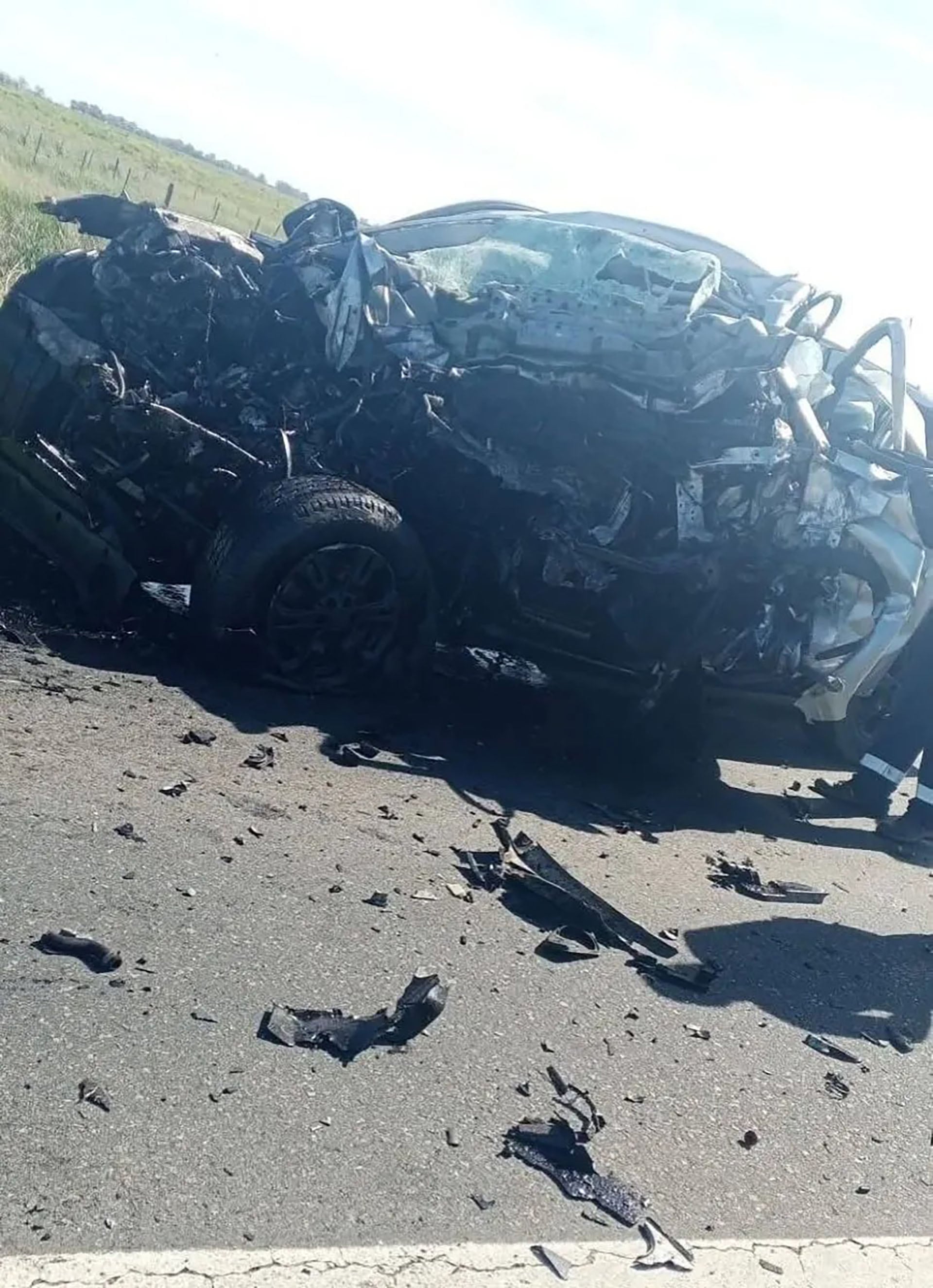 Así quedó la camioneta 4x4 de la víctima.