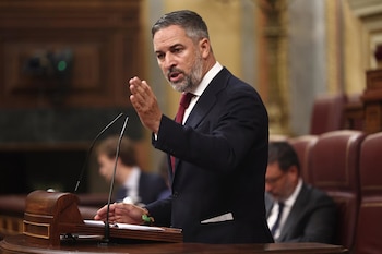 03/09/2026 El presidente de Vox, Santiago Abascal, interviene durante una sesión plenaria en el Congreso de los Diputados, a 3 de septiembre de 2026, en Madrid (España). Sánchez comparece este jueves ante el Pleno del Congreso para informar sobre la gestión del Ejecutivo en relación con los hechos ocurridos en Ceuta desde el pasado 30 de julio y sobre la situación que atraviesa la ciudad autónoma.
POLITICA
Eduardo Parra - Europa Press
