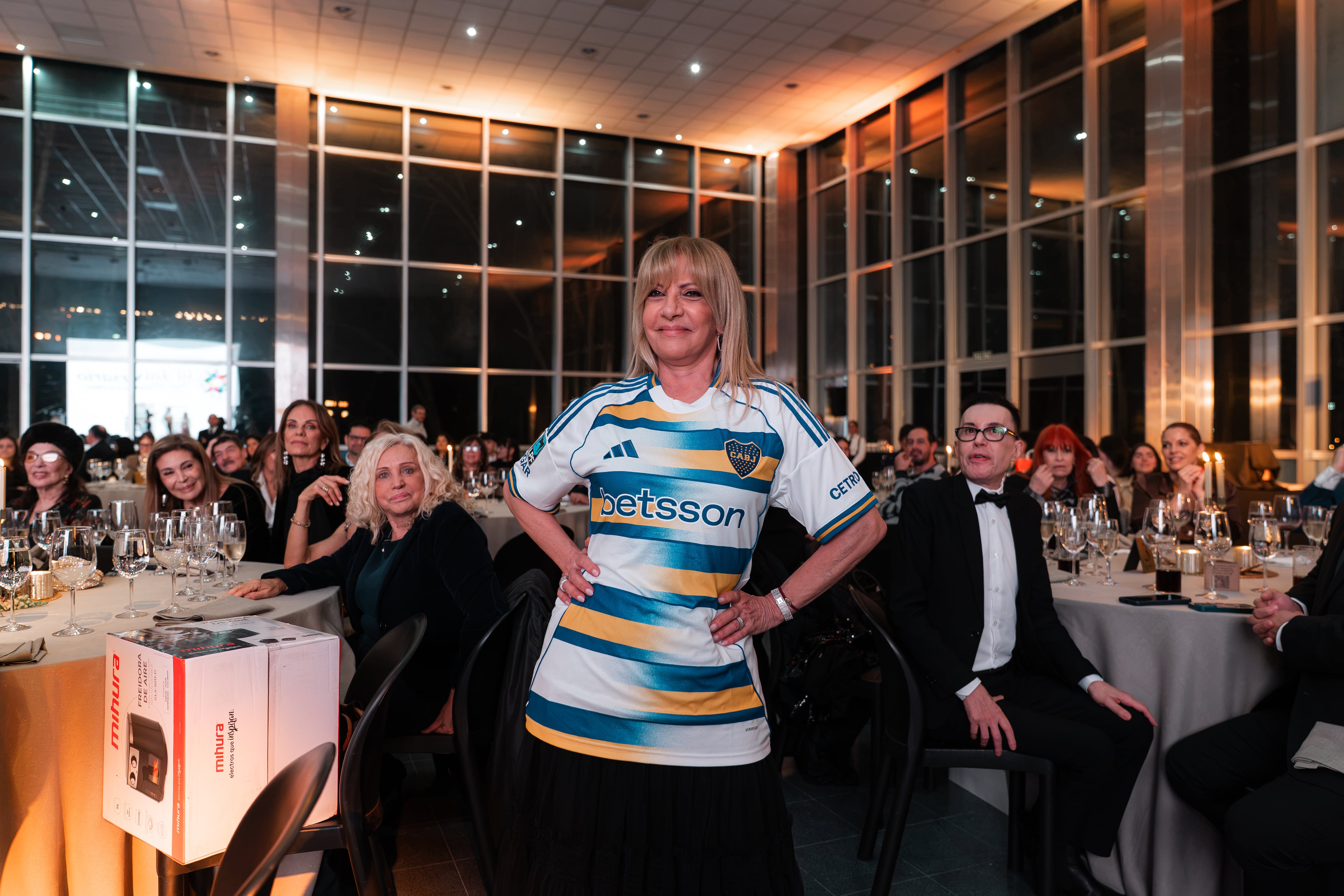 Susana Roccasalvo con la camiseta de Boca en la celebración