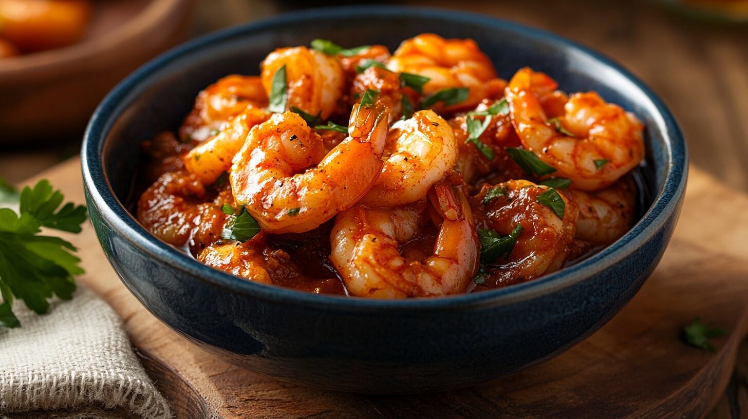 La receta de camarones enchipotlados destaca por su sabor ahumado y picante gracias al chile chipotle y los tomates asados.(Imagen Ilustrativa Infobae)