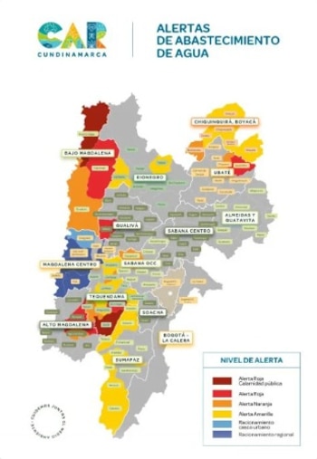 La escasez de agua ya afecta a una tercera parte del territorio bajo jurisdicción de la Corporación Autónoma Regional de Cundinamarca (CAR) - crédito CAR