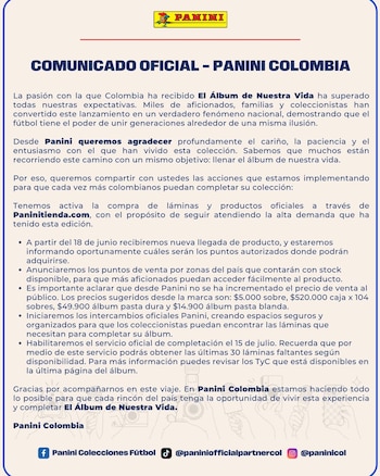 La queja ante la Superintendencia de Industria y Comercio pide revisar posibles infracciones a la Ley 1480 por información al consumidor, abastecimiento y protección económica de los compradores - crédito @paninicol/Instagram
