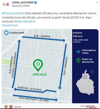 Rutas y cierres viales por