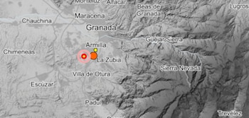 Mapa del Instituto Geográfico Nacional que detalla el epicentro del terremoto. (IGN)